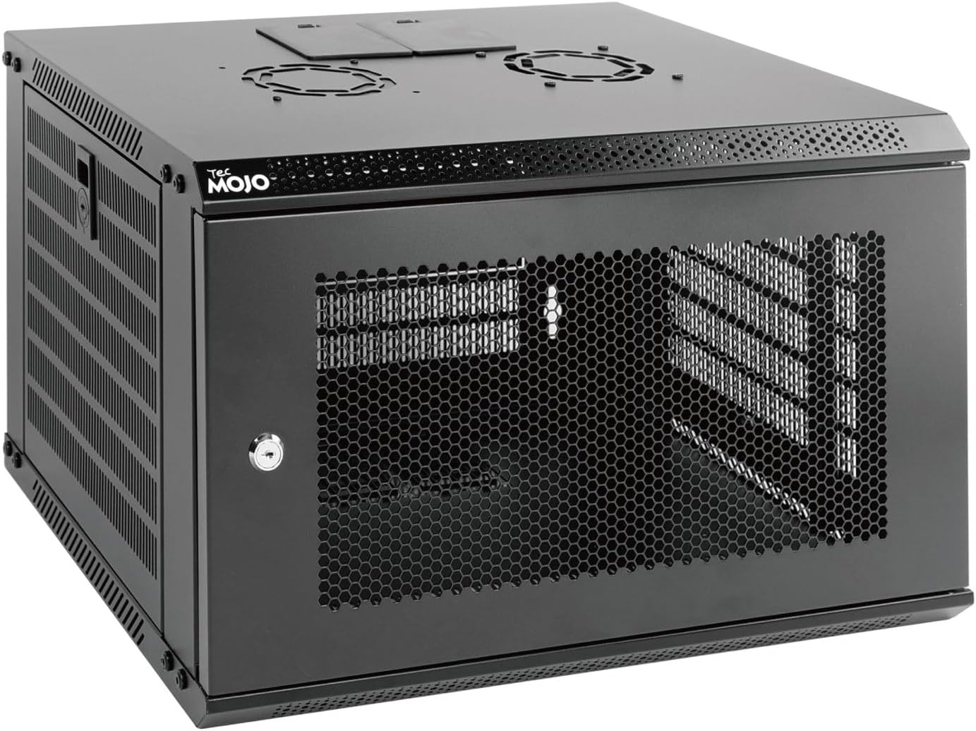 Network RackTecmojo 6U Wall Mount Rack Network Cabinet for 19" IT Equipment,with Lockable Mesh Door and Side Panels,Cooling Fan,450mm Depth (Standard 6U/450mm Deep), Mesh/Black