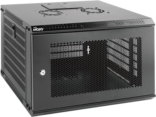 Network RackTecmojo 6U Wall Mount Rack Network Cabinet for 19" IT Equipment,with Lockable Mesh Door and Side Panels,Cooling Fan,450mm Depth (Standard 6U/450mm Deep), Mesh/Black